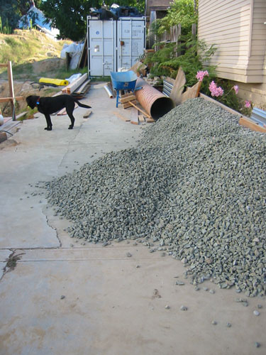 Piled gravel