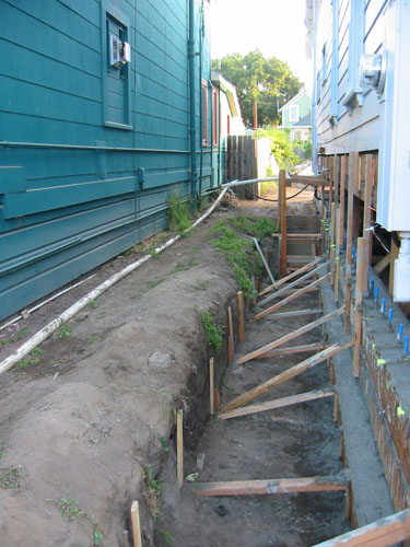 Side yard with foundation