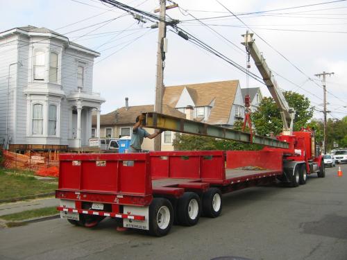 beam set down on truck