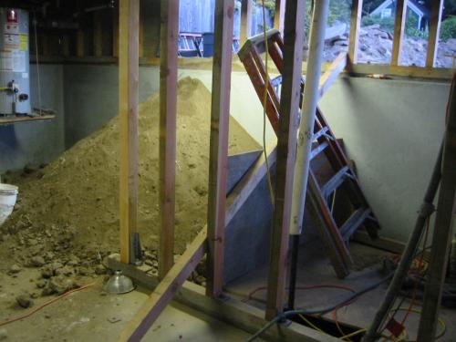 pile of dirt in basement