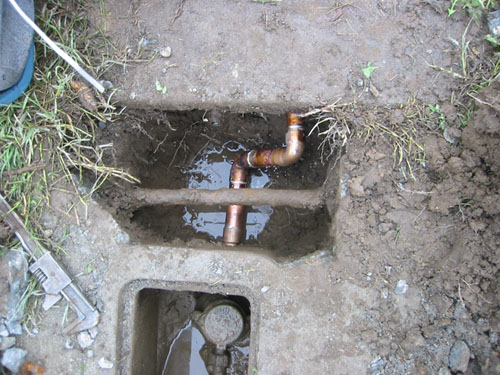 Connection to the water meter