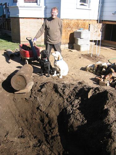 Water heater removed from the hole