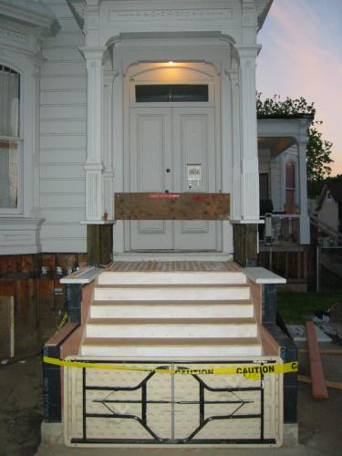 completed stairs and landing from the front