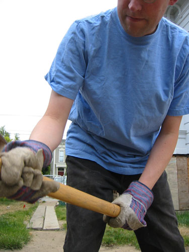 Pounding stakes