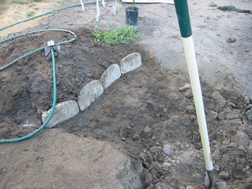 Retaining blocks on the pathway