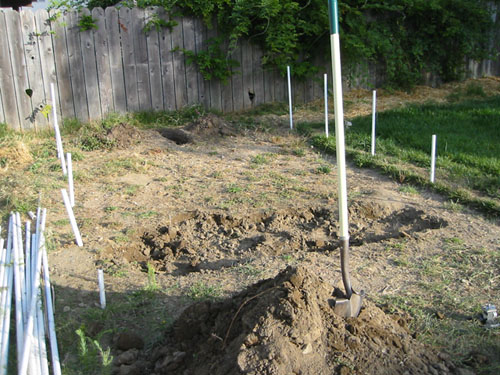 Digging out the shed foundation