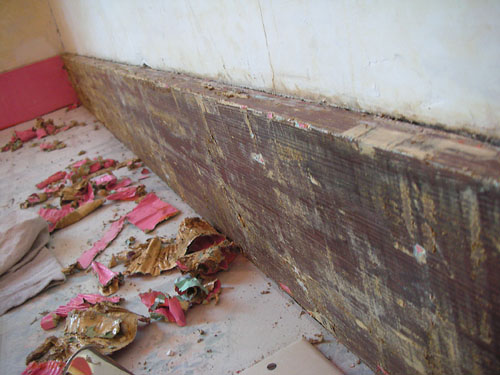 Section of scraped paint