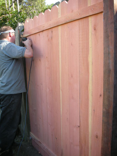 Noel attaching the panel