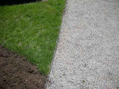 Gravel with steel edging