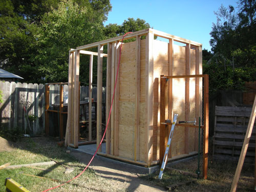 Plywood chicken room in place