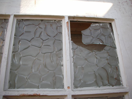 Glass in shed door