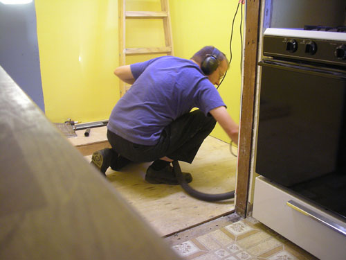 Sanding the floor