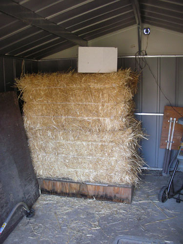 Straw bales in the shed