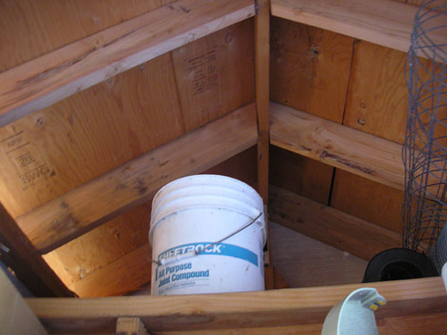 Bucket of water in the loft