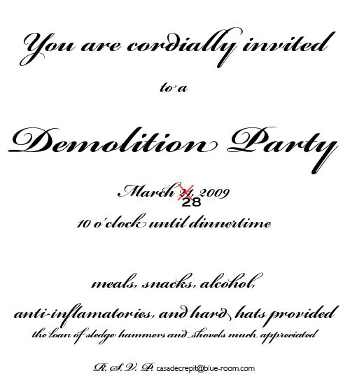 Demolition Party rescheduled