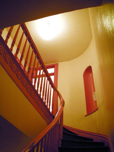 Looking up the stairs