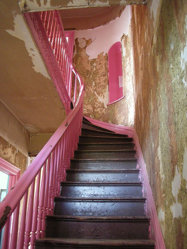 Looking up the stairs