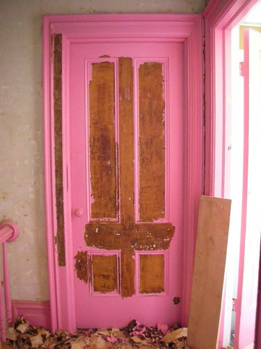 Stripped Accordion Room door