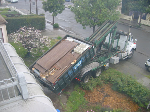 Very steep angle for a full dumpster