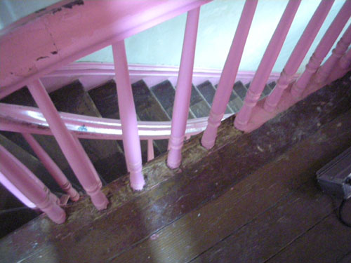 Paint removal below the handrail