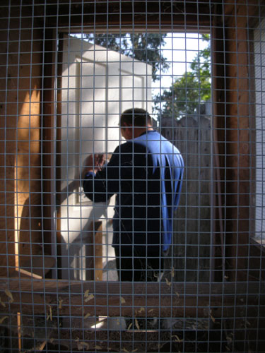 Installing the new chicken door, again