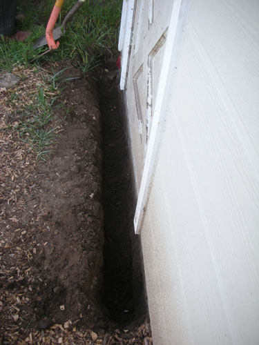 New trench to the front of the chicken shed