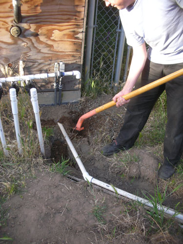 Digging out a small trench