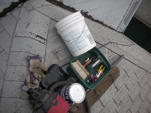 Tools and stuff on the roof