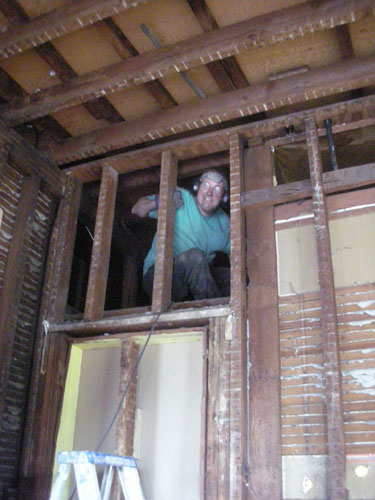 Pulling old pipes in the pantry ceiling