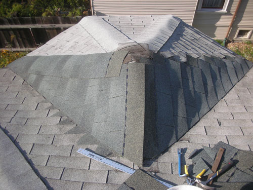 Shingling up the plane of the roof