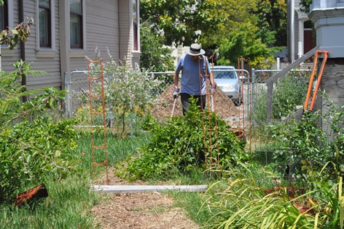 Gathering tools and cleaning up the area