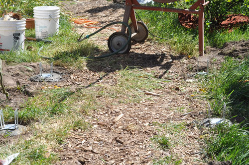 The footings in situ