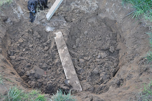 Partway through digging