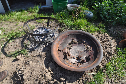 The fire pit seems to have rusted out