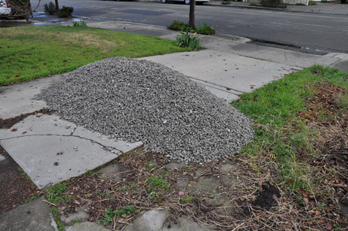 One yard of gravel waiting in the driveway