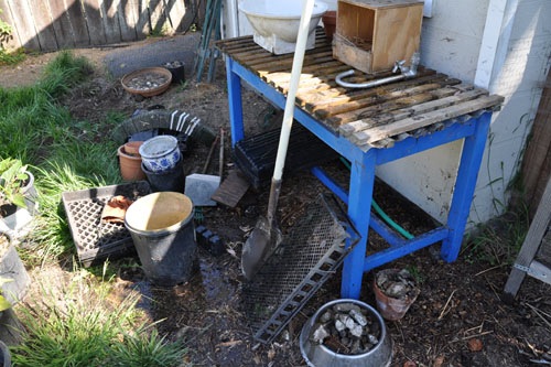 Cleaning up the potting bench area