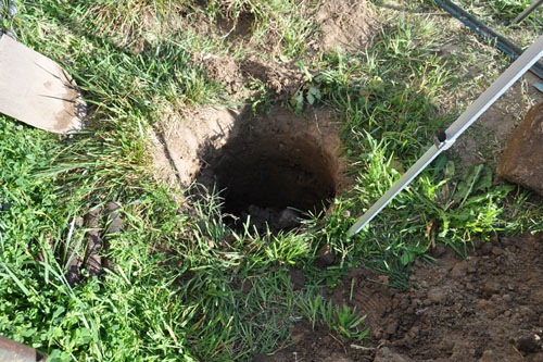 One of the footing holes