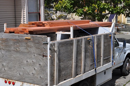 Truckload of lumber for the deck