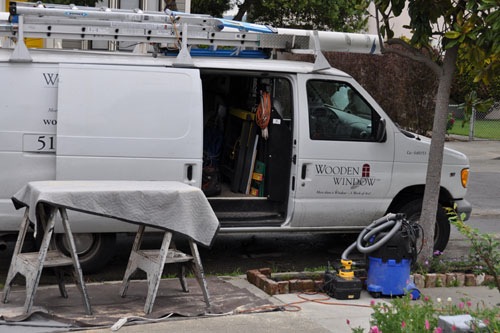 Wooden Window installation van