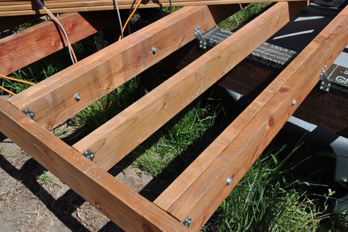 Bolts in the doubled joists