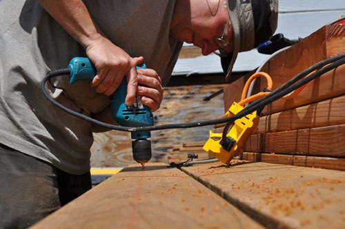 Predrilling the first board