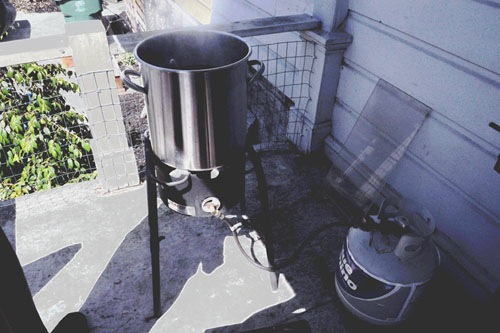 Boiling wort for the next batch of beer