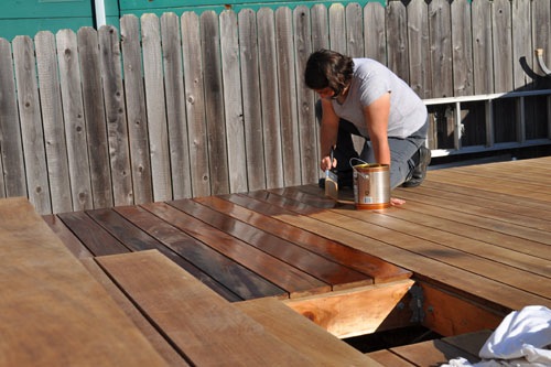 Sealing the deck by brush