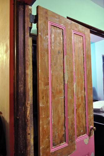 Partway through stripping the door