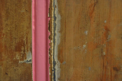 Layers of paint on the door