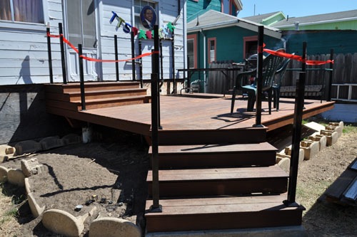 Deck decorated for a party