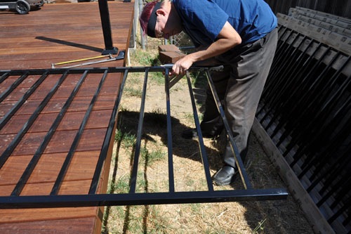 Noel trimming railing sections to length