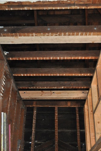 Three joists sistered together