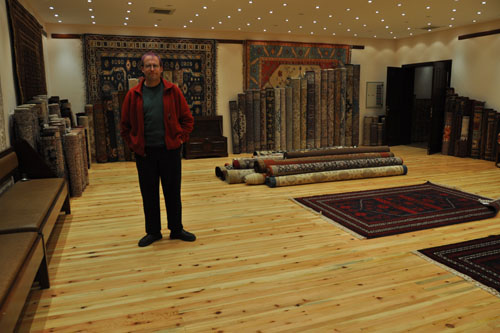 Noel in the rug showroom