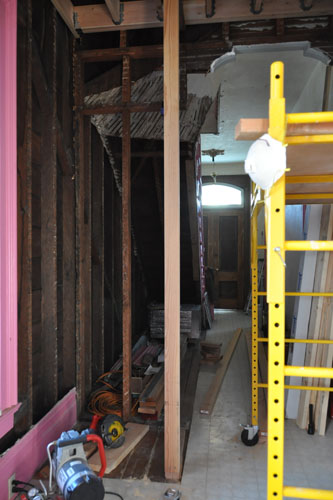First studs in place